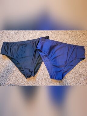 2 High-Waist Bikini Bottoms - Black &  Navy Blue